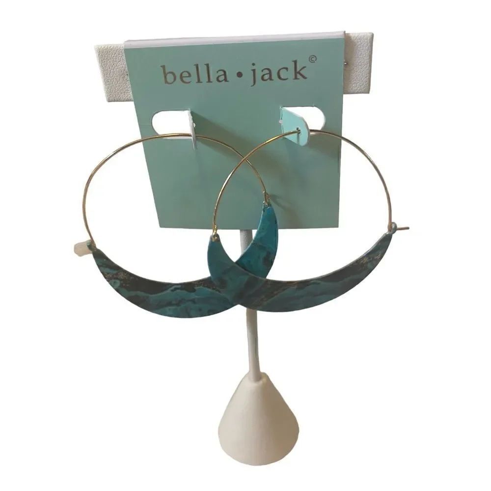 bella•Jack Thin Gold Wire Lightweight Crescent Moon Shaped Hoop Earrings.